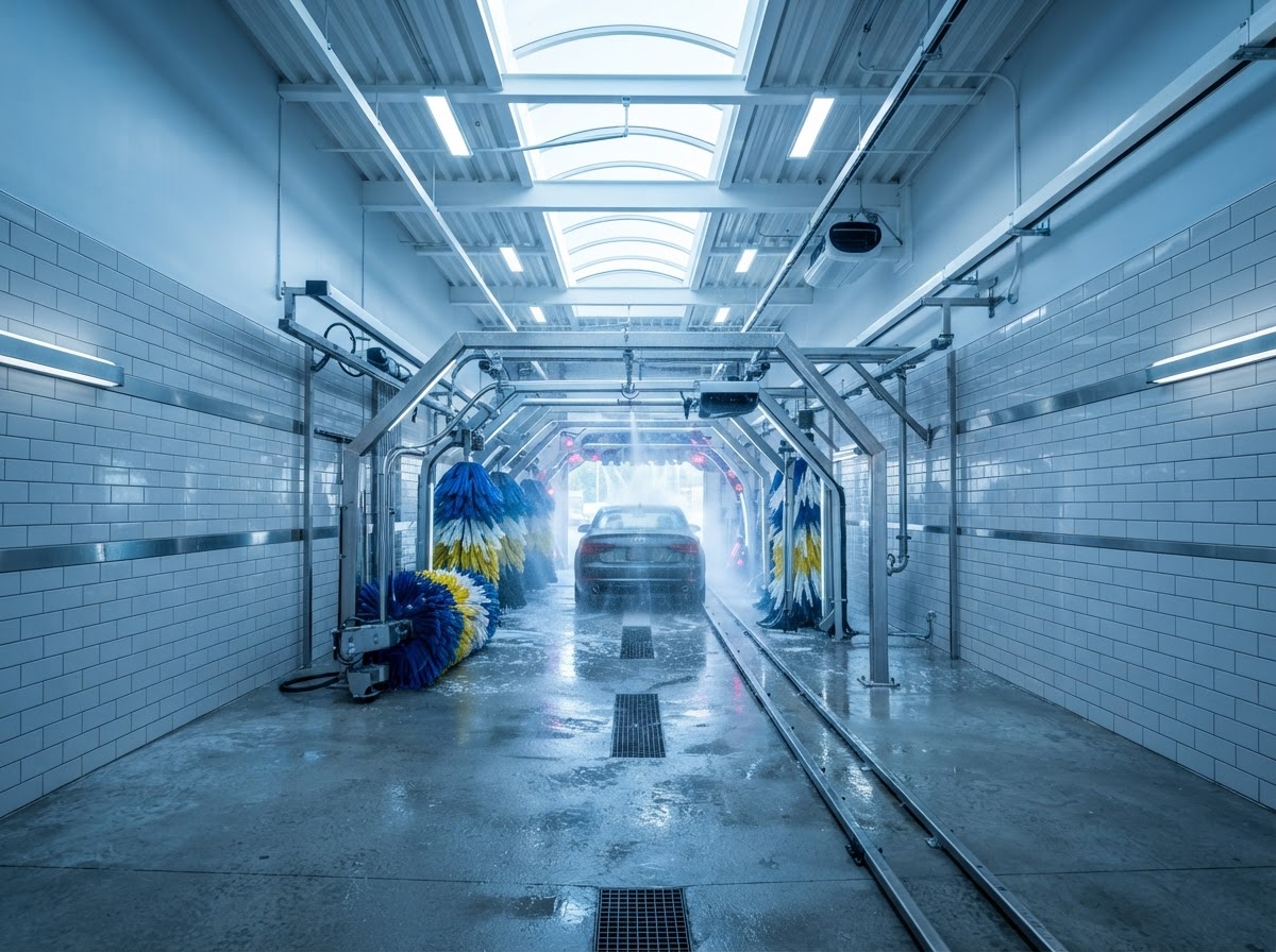 WaschWelt Waschstrasse mit blauem Lichtertunnel