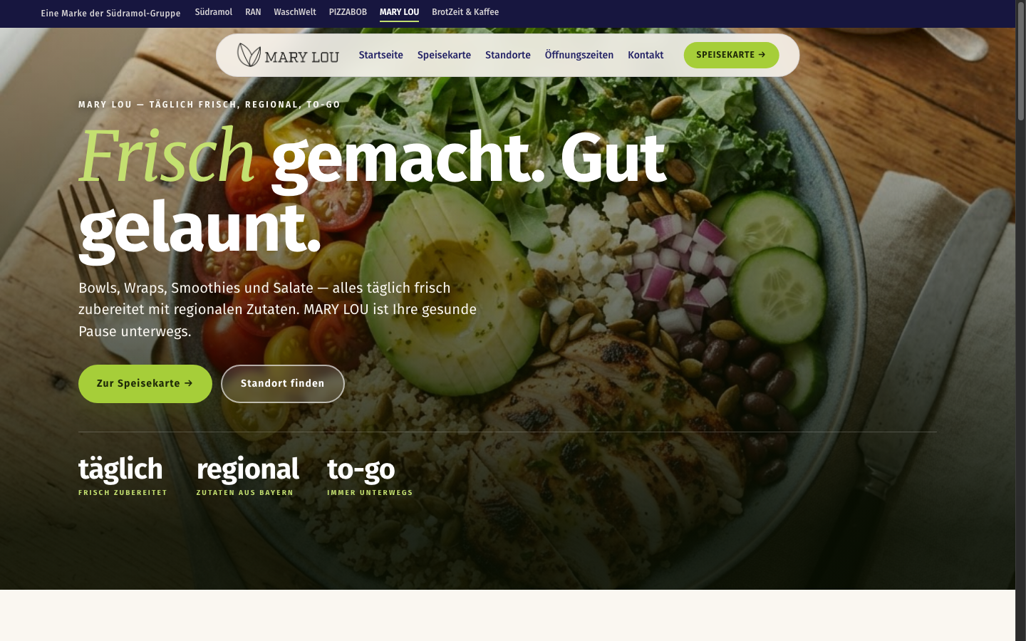 MARY LOU Sub-Marken-Website — Hero