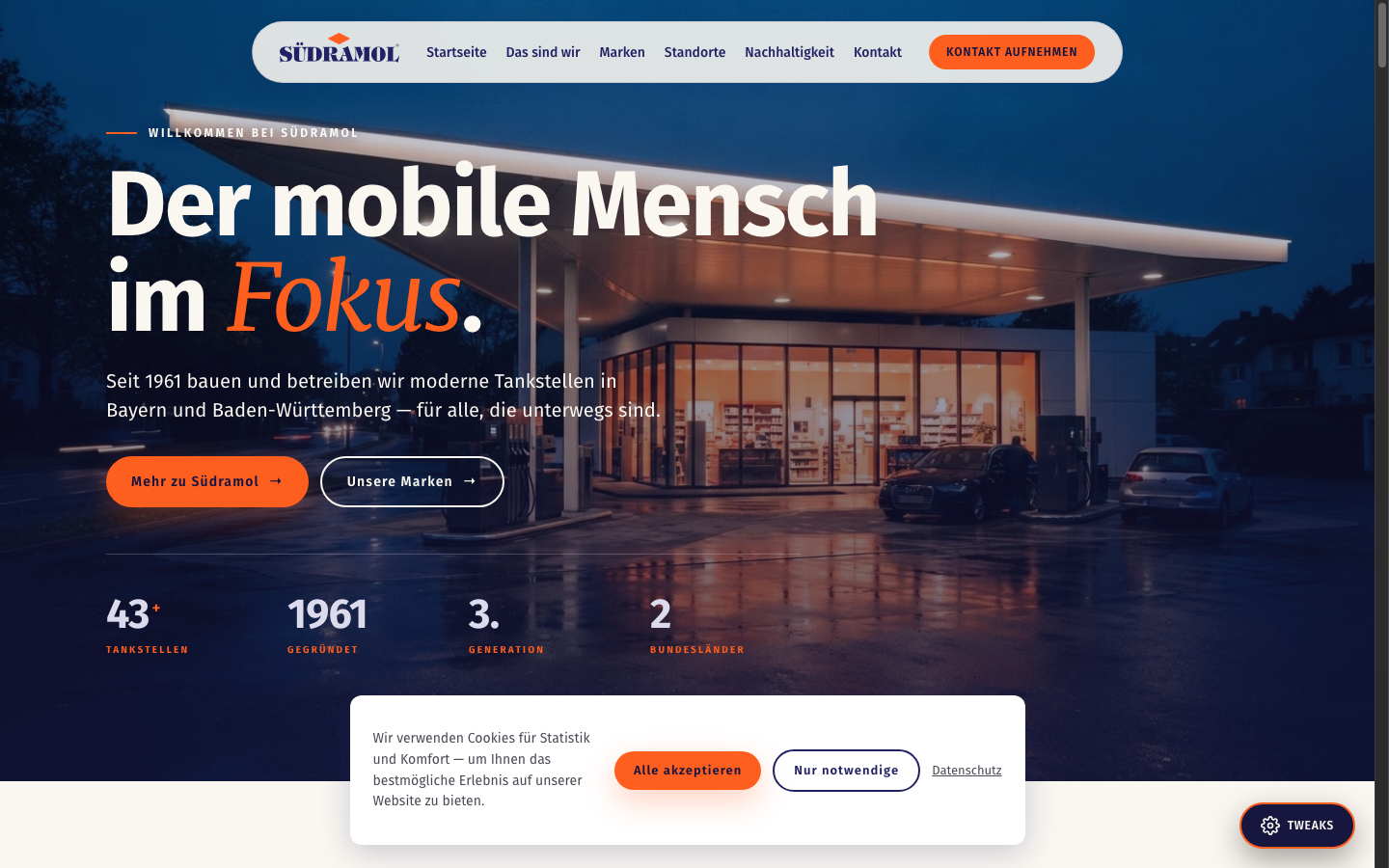 Südramol Dachmarken-Website — Hero